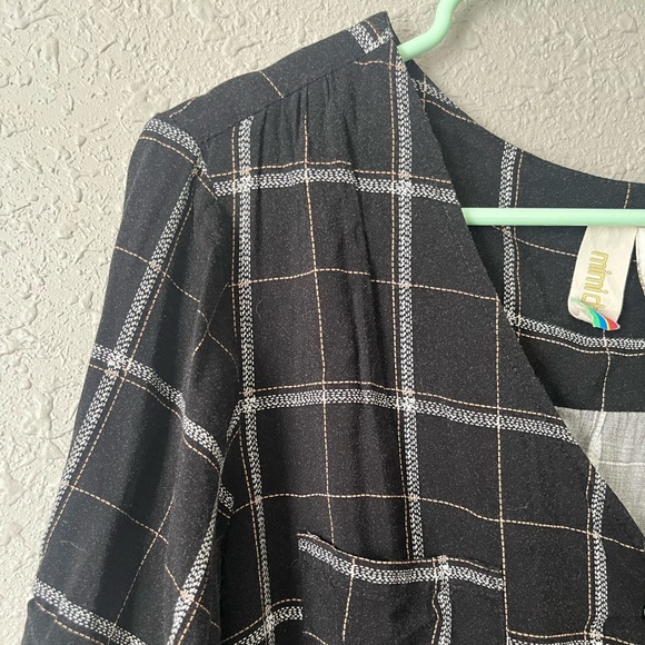 Black and white plaid shirt dress - Picture 3 of 10